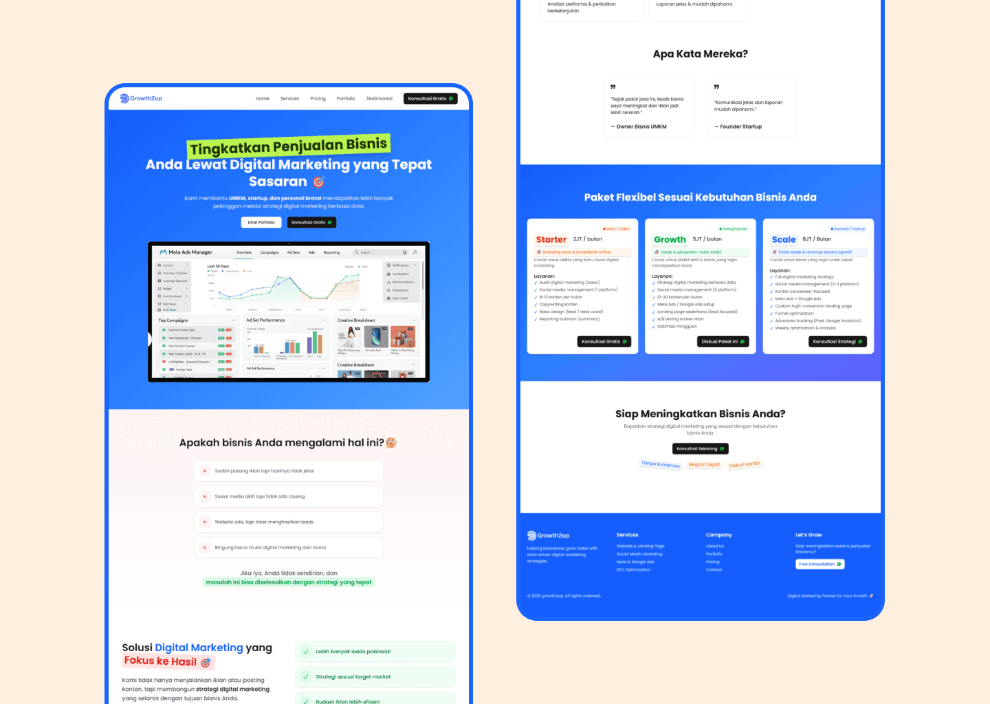 Growth2Up - Digital Marketing Landing Page